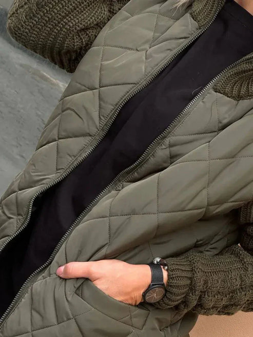Drune | Gesteppte Jacke Texturierte Ärmel mit Reißverschluss Funnel Neck