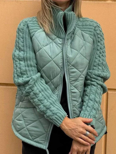 Drune | Gesteppte Jacke Texturierte Ärmel mit Reißverschluss Funnel Neck