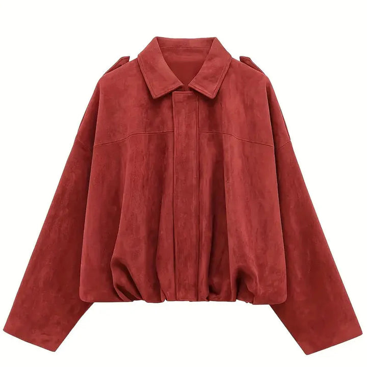 Drune | Damen Oversized Kurze Jacke Faux Wildleder