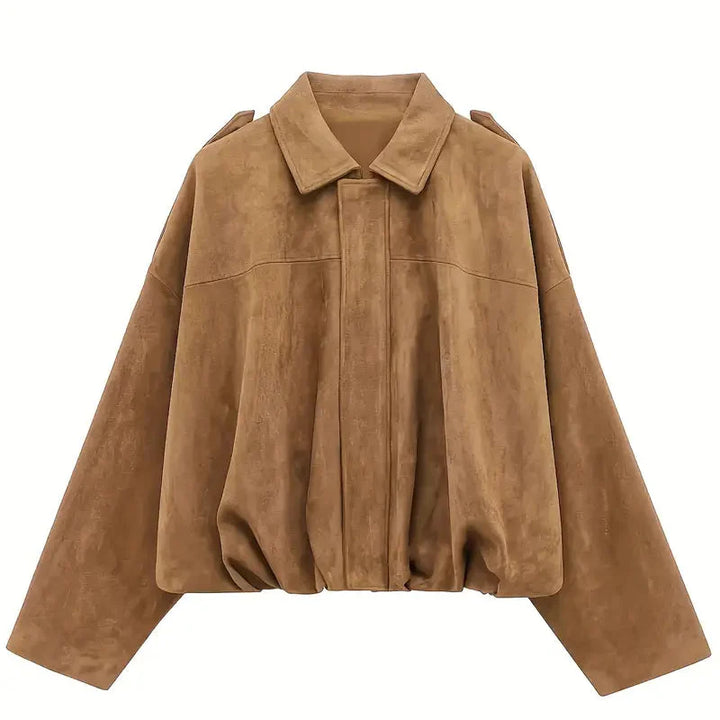 Drune | Damen Oversized Kurze Jacke Faux Wildleder