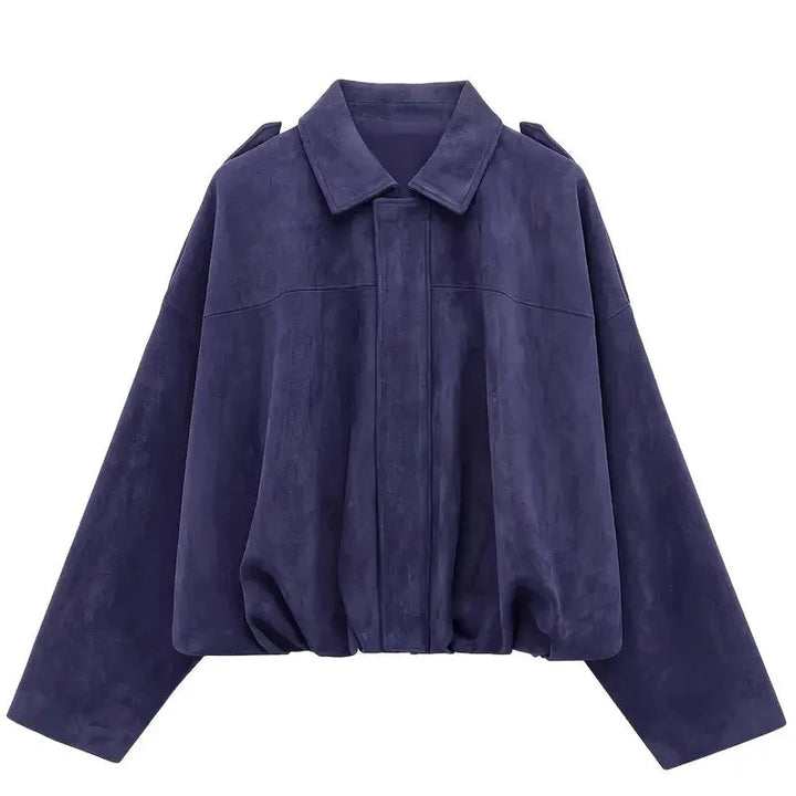 Drune | Damen Oversized Kurze Jacke Faux Wildleder