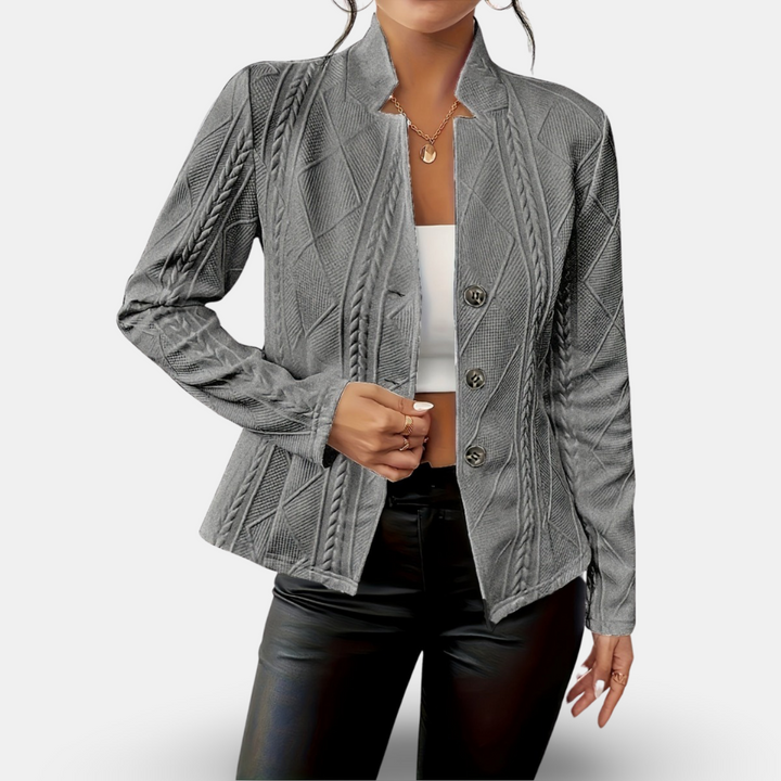 Drune | Damen Textur Geometrische Blazer Taillierte Passform