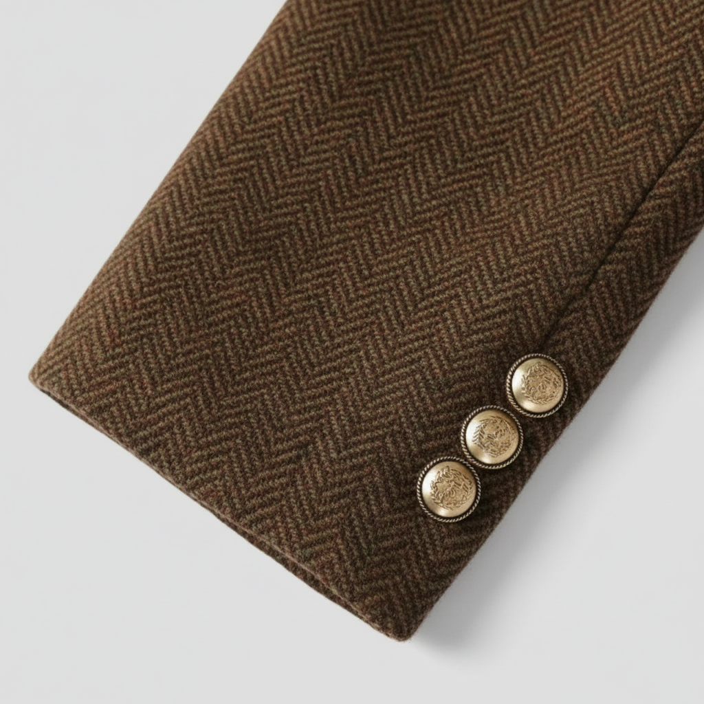 Drune | Tweed Blazer Mantel – Doppelreihig, mit Gürtel, Schalkragen