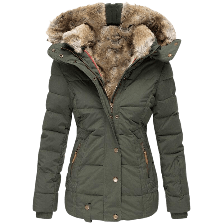 Drune | Damen Winterjacke mit Fellfutter und Slim Fit