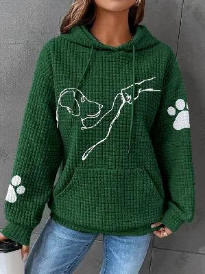 Drune | Übergröße Weicher Damen Kapuzenpullover mit Hund Druck