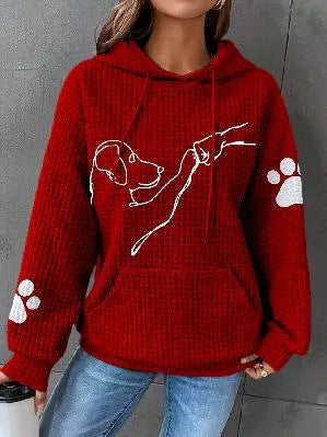Drune | Übergröße Weicher Damen Kapuzenpullover mit Hund Druck