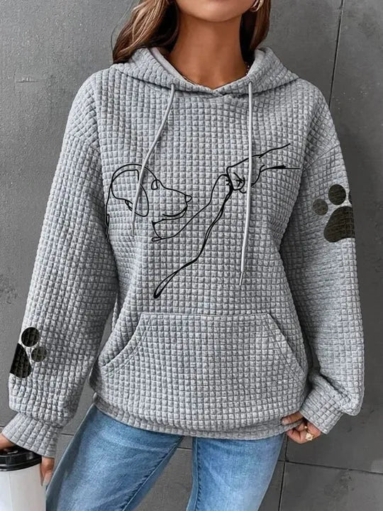 Drune | Übergröße Weicher Damen Kapuzenpullover mit Hund Druck