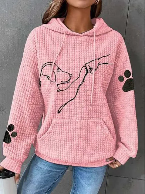 Drune | Übergröße Weicher Damen Kapuzenpullover mit Hund Druck