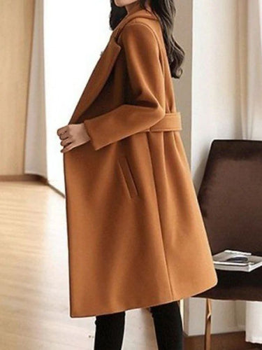 Drune | Wollmantel Damen, Gürteldesign - Lange Länge