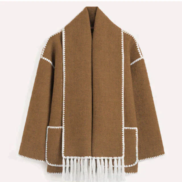 Drune | Jacke - Elegantes Oversized-Design mit Schal-Quasten-Detail