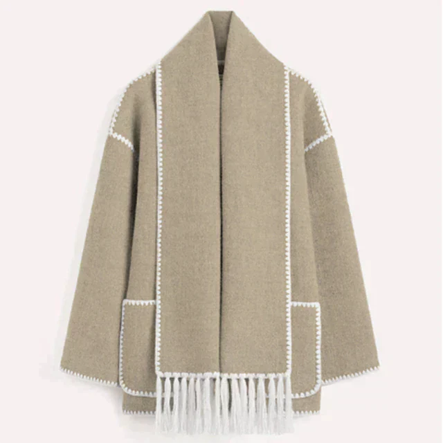 Drune | Jacke - Elegantes Oversized-Design mit Schal-Quasten-Detail