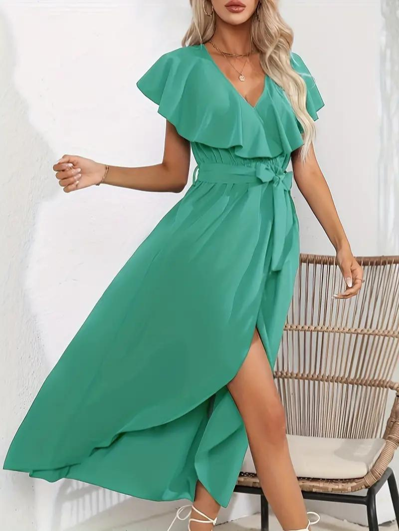 Drune | Fließendes Elegantes V-Ausschnitt Kleid