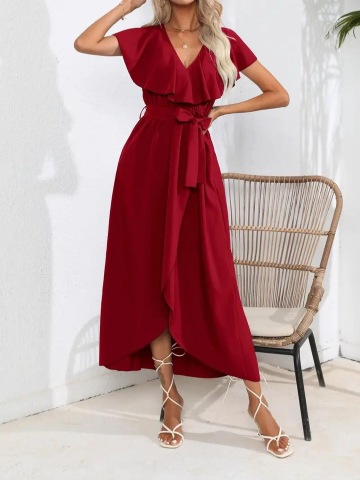 Drune | Fließendes Elegantes V-Ausschnitt Kleid