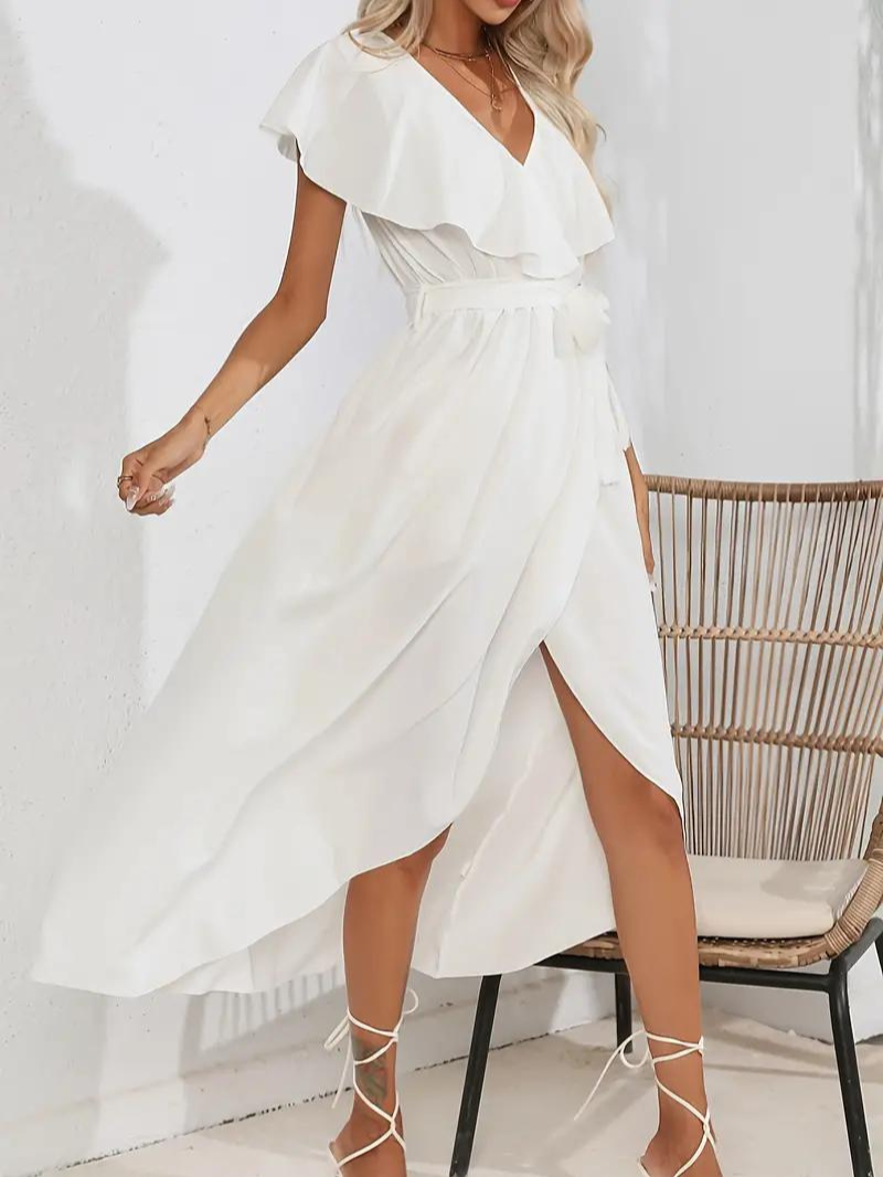 Drune | Fließendes Elegantes V-Ausschnitt Kleid