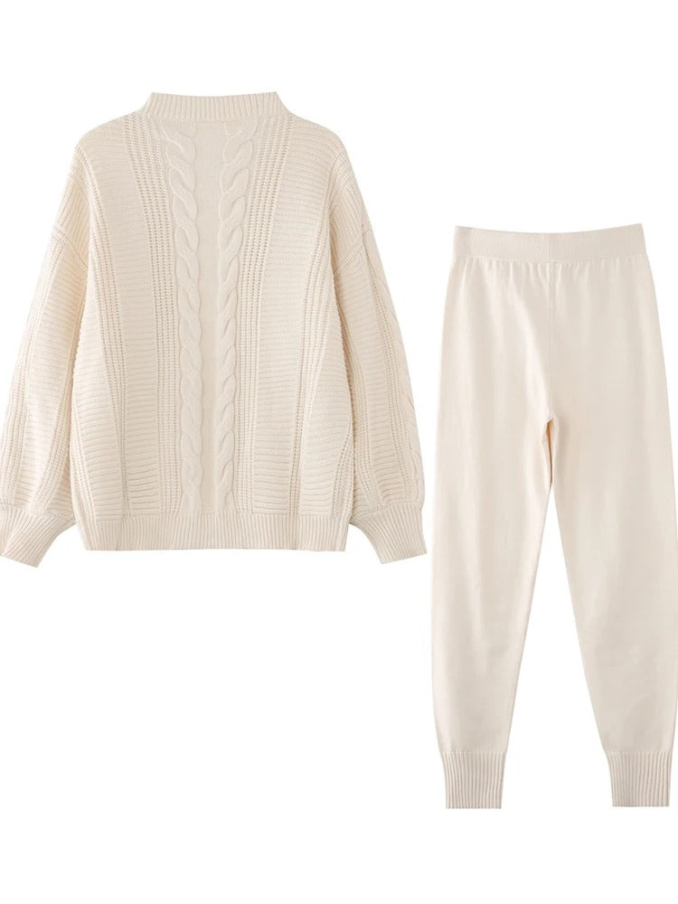 Drune | Wollmix Damen Strickkleidung Satz mit Übergröße Cardigan