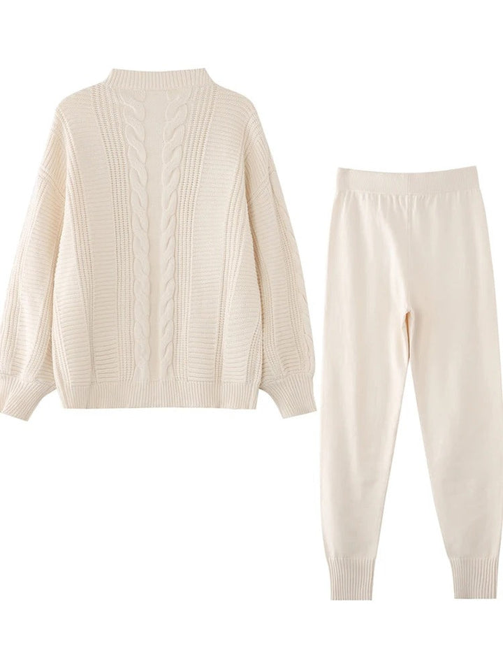 Drune | Wollmix Damen Strickkleidung Satz mit Übergröße Cardigan
