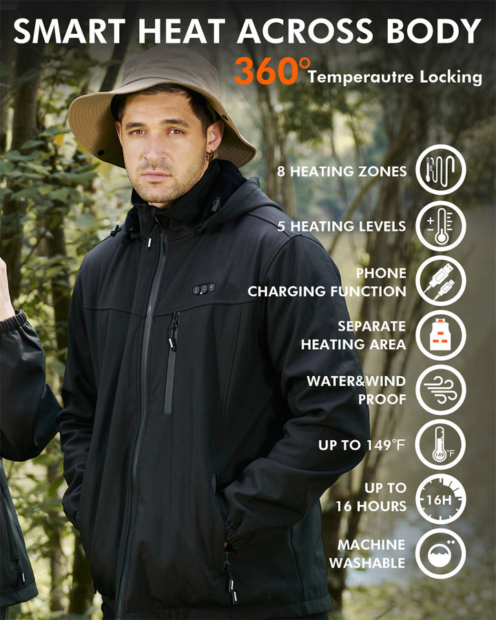 Drune | Herrenjacke Tim mit wiederaufladbarem Akku - 8 Heizzonen und Komfort