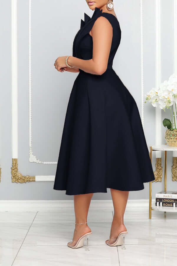 Drune | One Shoulder Midi Kleid Elegante A-linie Passform Skulpturierte Details Festliche Kleidung