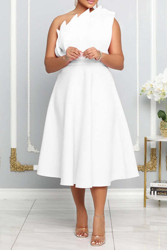 Drune | One Shoulder Midi Kleid Elegante A-linie Passform Skulpturierte Details Festliche Kleidung