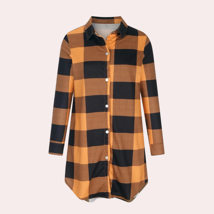 Drune | Kariertes Herbstjacke in Midilänge für Damen
