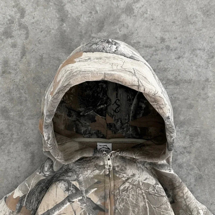 Drune | Y2K Retro Unisex Hoodie mit Camouflage-Muster