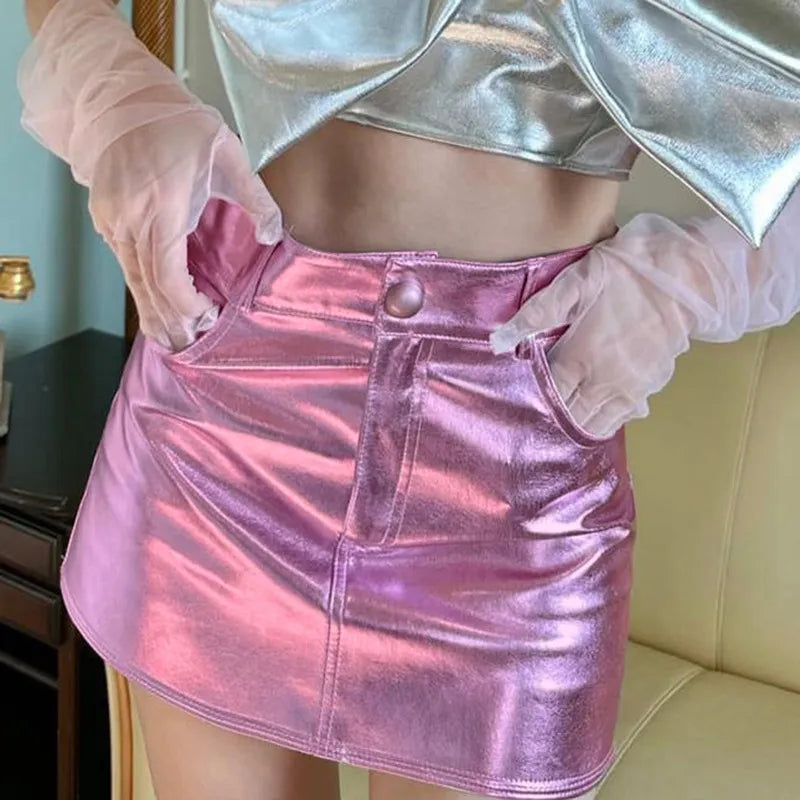 Drune - Leuchtender Minirock im Metallic-Look