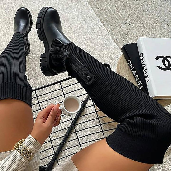 Drune | Stilvolle Damen Knielange Stiefel mit Reißverschluss