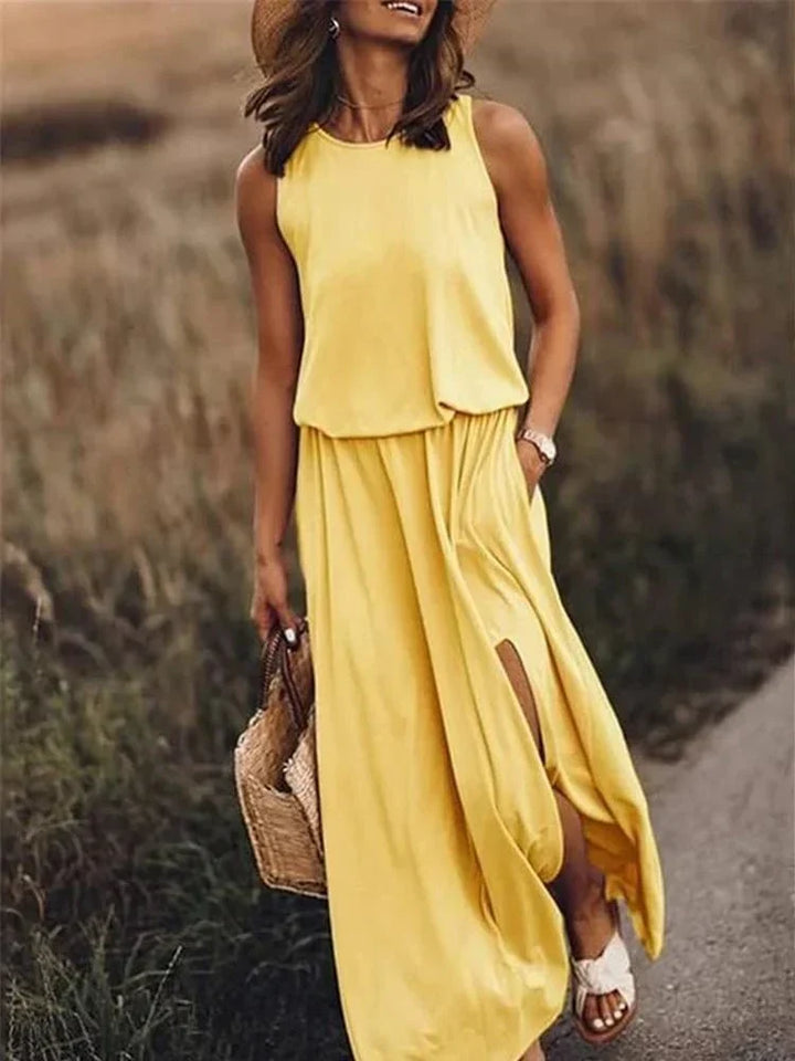 Drune – entspanntes weißes maxikleid