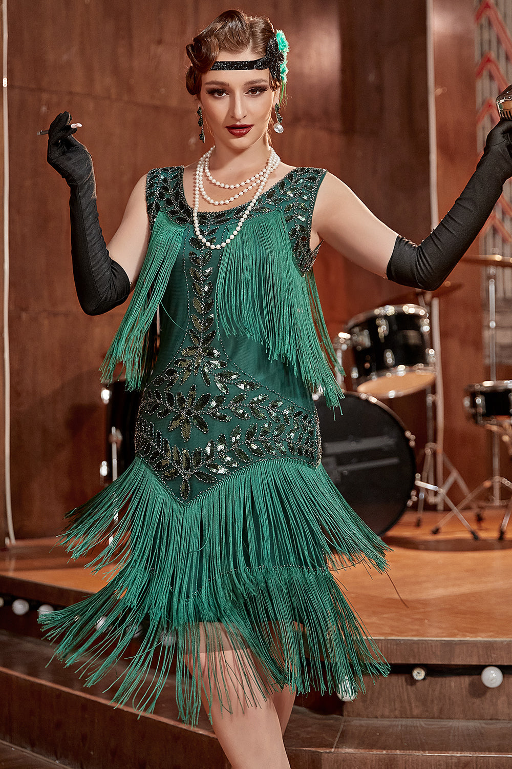 Elegantes Charleston-Paillettenkleid mit Hapsut-Schnitt für Festliche Anlässe | Drune