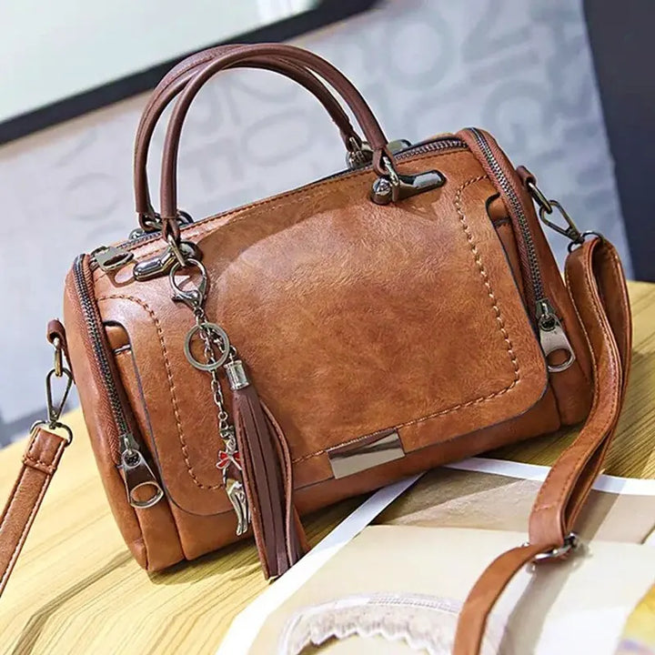 Drune – Damen-Schultertasche mit Quasten-Dekor: großes Fassungsvermögen, modisches Design