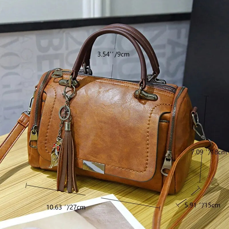 Drune – Damen-Schultertasche mit Quasten-Dekor: großes Fassungsvermögen, modisches Design