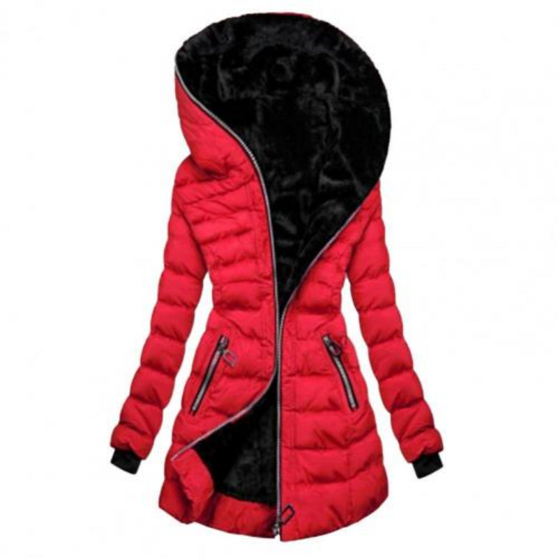 Drune | Damen Lange Zip Hoodie Gefüttert Jacke