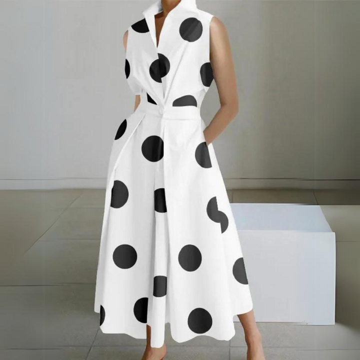 Drune | Ärmelloses Polka-Dot Midi-Kleid