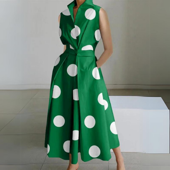 Drune | Ärmelloses Polka-Dot Midi-Kleid