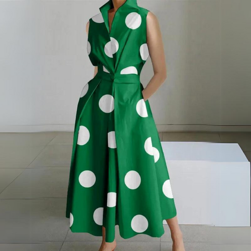Drune | Ärmelloses Polka-Dot Midi-Kleid
