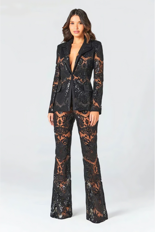Drune | Luxuriöses Pailletten Blazer Und Hosen Satz