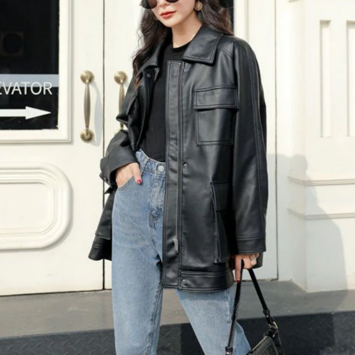 Drune | Damen Lederjacke mit lockerem Schnitt