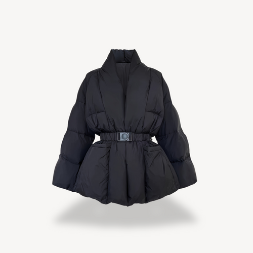 Drune | Damen Wattierte Pufferjacke mit Taillengürtel und Stilvollem Riemenverschluss