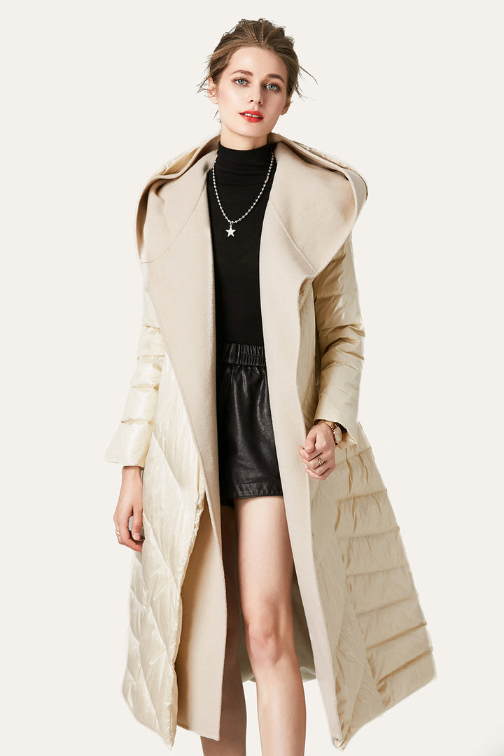 Drune | Damen Lange Wattierte Pufferjacke mit Knöpfen und Kapuze Aus Faux-Fur