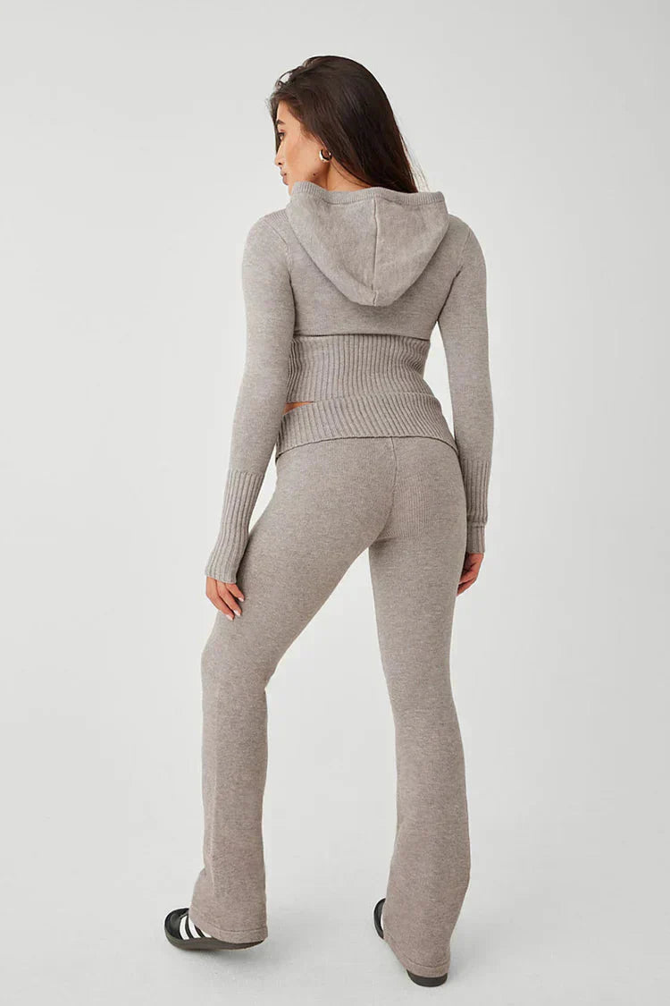 Drune | Strick Set Kapuzenjacke Strick Cardigan Strick Set Loungewear für Damen