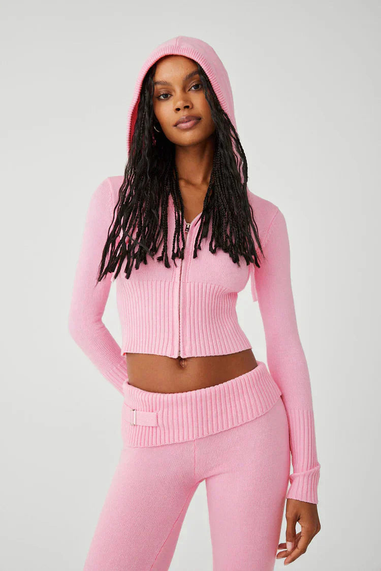 Drune | Strick Set Kapuzenjacke Strick Cardigan Strick Set Loungewear für Damen