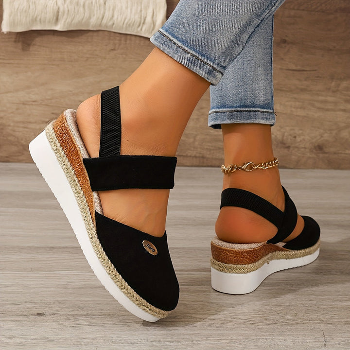Drune | Damen Sandalen Auf Plattform: Rutschfest, Geschlossene Zehe, Elastischer Riemen