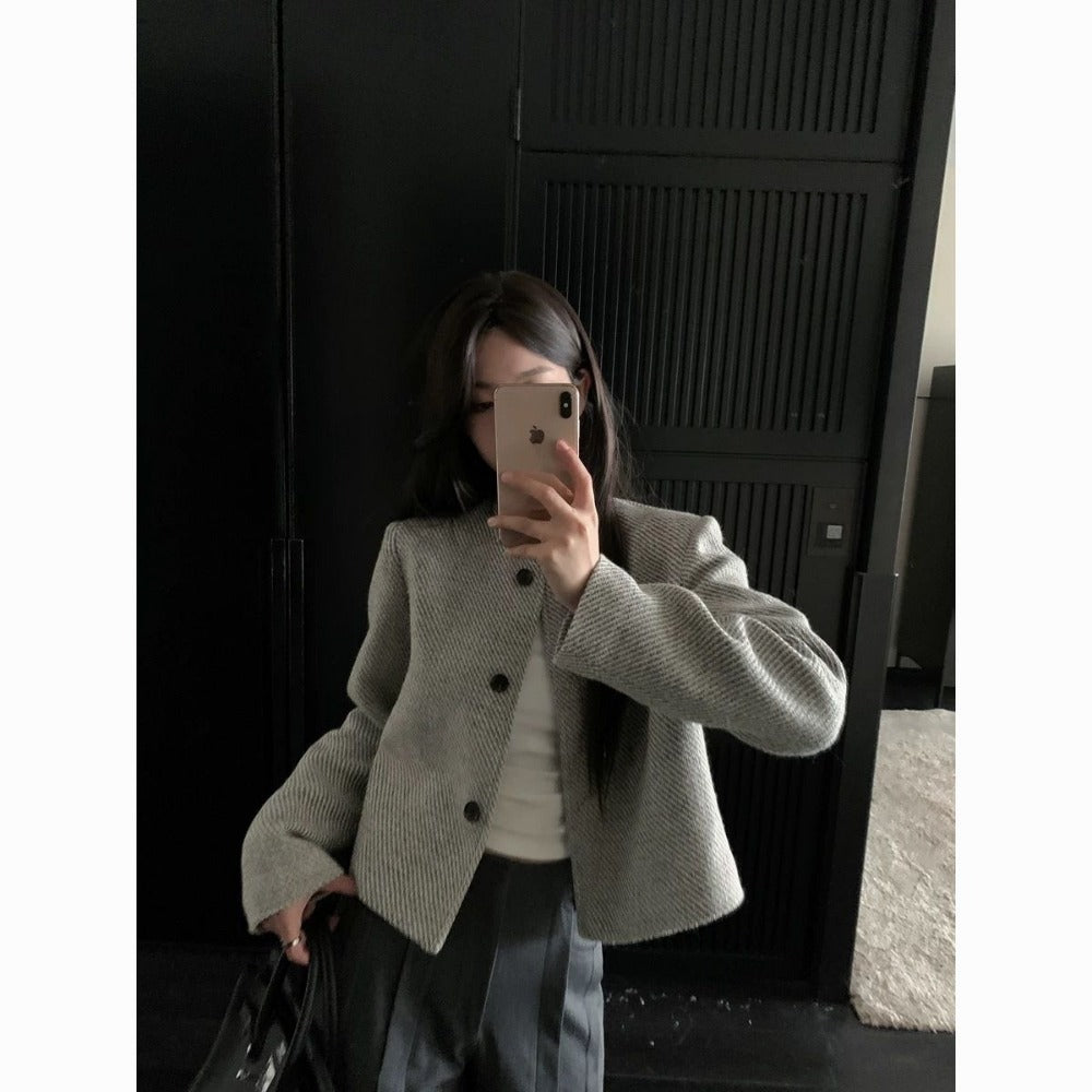 Drune | cropped Blazerjacke mit Knöpfen vorne für Damen - Silvia
