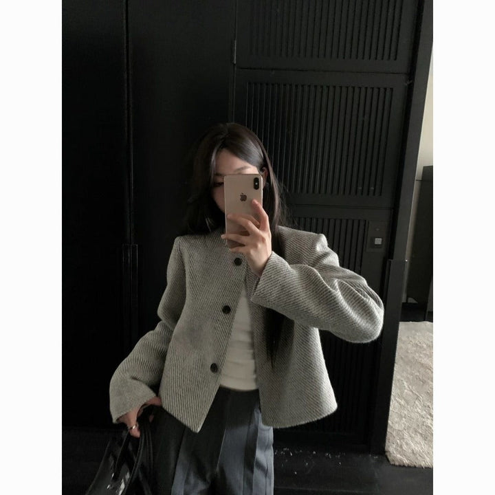 Drune | cropped Blazerjacke mit Knöpfen vorne für Damen - Silvia
