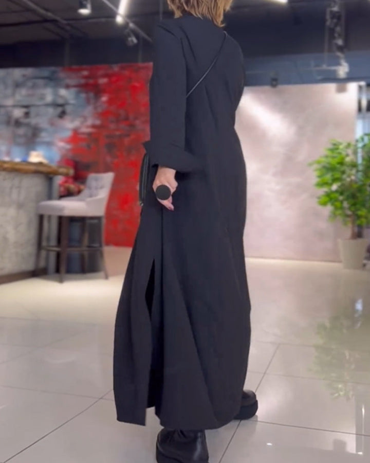 Drune | Langes Kleid mit Seitlichem Schlitzrevers