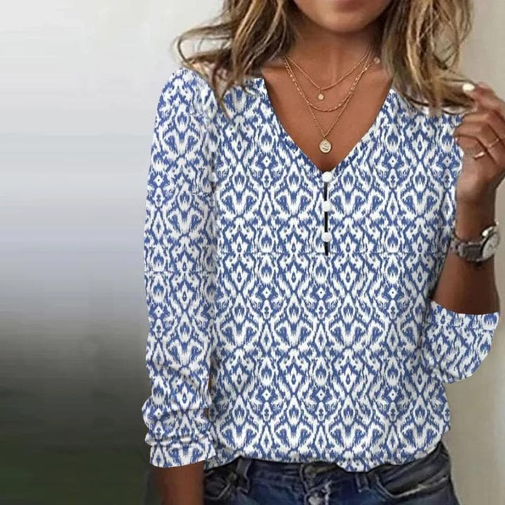 Drune | Damen V-ausschnitt Langarm Bluse