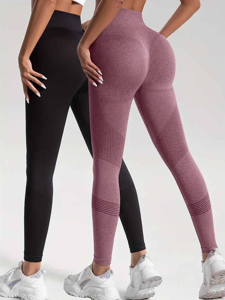 Drune | 2 Stk. Sport Leggings für Yoga und Fitness Einfarbige Farbe mit Hohem Stretch.