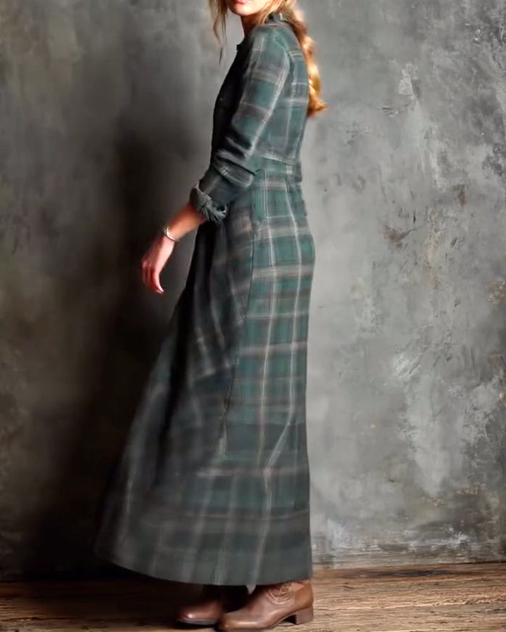 Drune | Kleid mit Revers und Karomuster