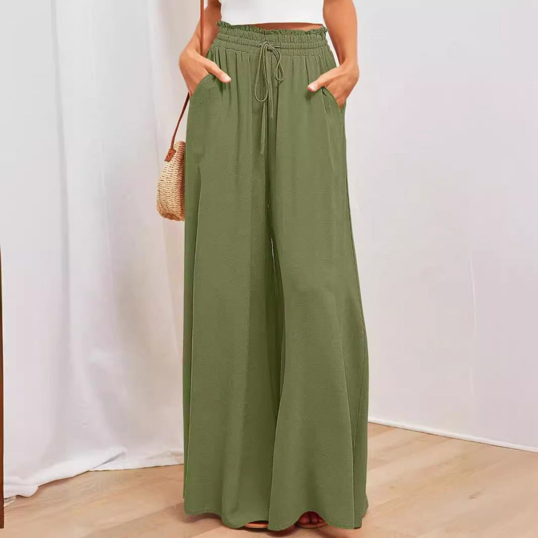 Drune | Elastischer Gürtel Weites Bein Hohe Taille Hose