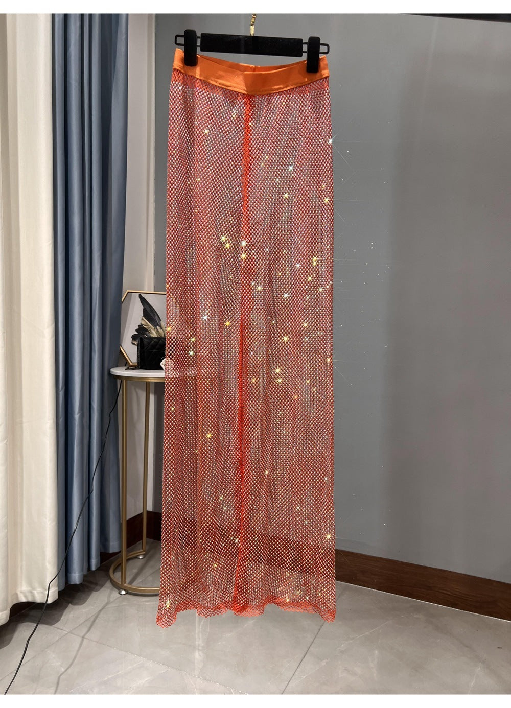 Drune | Rhinestone Gerade Netz Weite Bein Slim Fit Schmeichelnde Mop Hosen